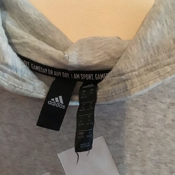 Vintage Adidas Unisex XL Hoodie Sweatshirt Heather Gray Pullover with pocket - Picture 4 of 9